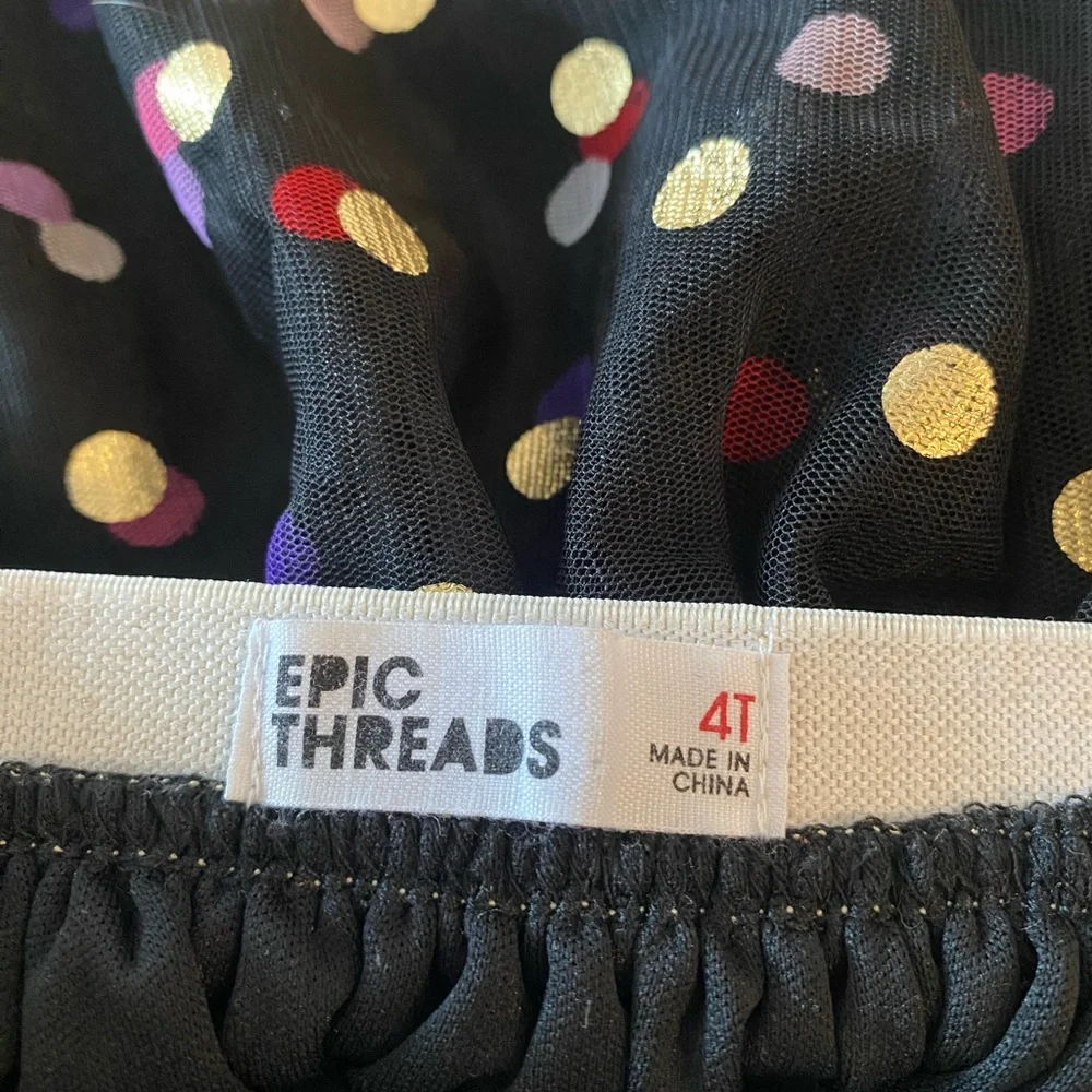 Epic Threads Polka Dot Black Skirt with Gold Waistband Size 4T